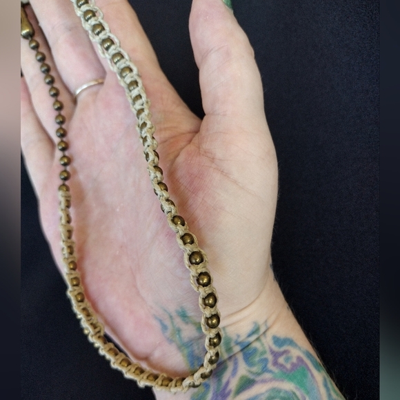 Y2K Hemp Rope Metal Ball Beaded Choker Necklace - Picture 2 of 10
